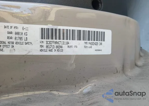 2012 Fiat 500 Pop z USA, uszkodzony, nr VIN 3C3CFFARXCT131184